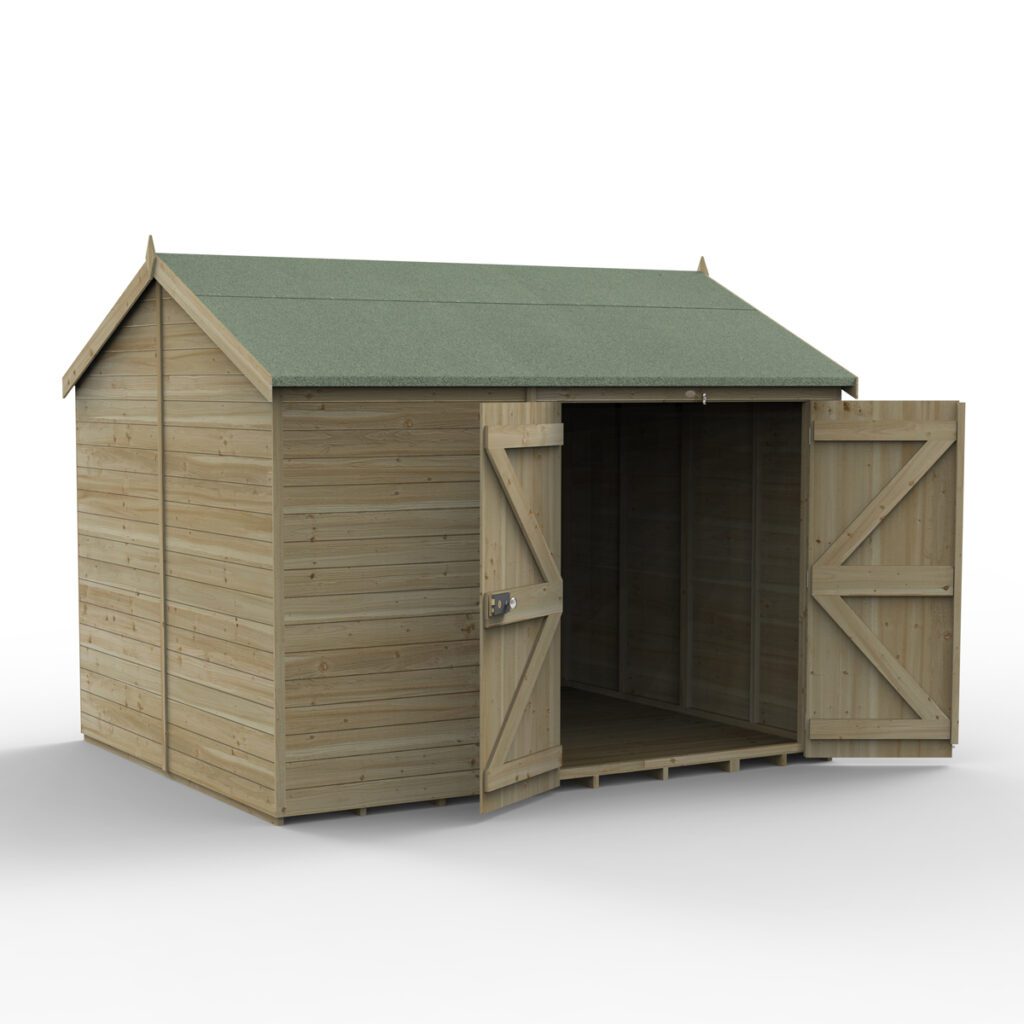 Timberdale 10×8 Reverse Apex Shed No Window – Double Door 5013053195901 2